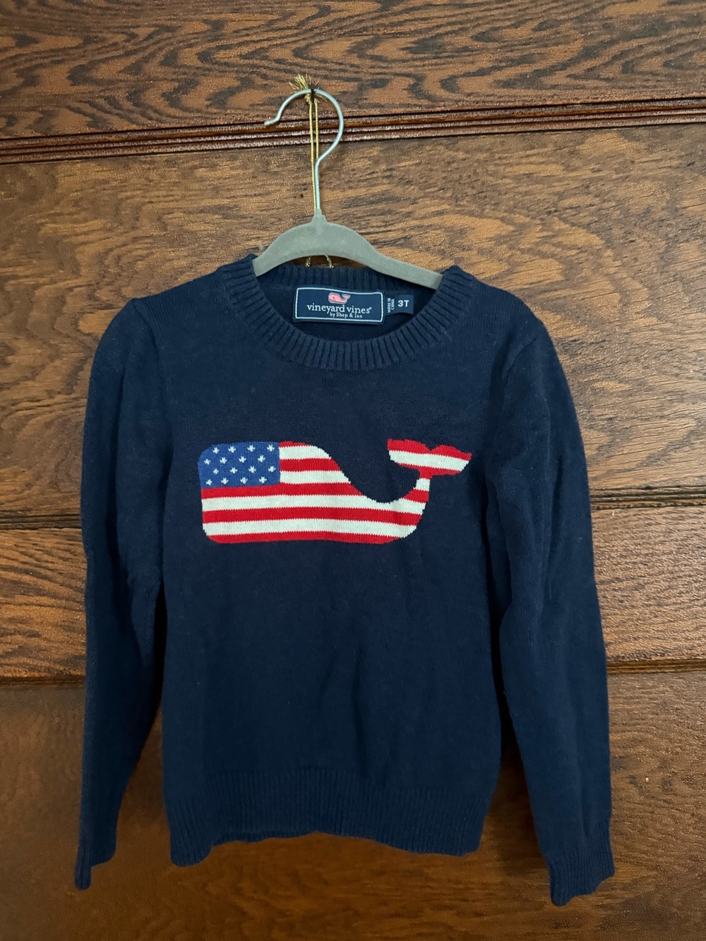 Vineyard Vines Navy Whale Flag Crew Sweater - Size 3